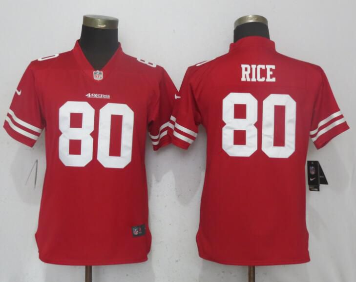 Women San Francisco 49ers #80 Rice Red Vapor Untouchable Player Nike NFL Jerseys->denver broncos->NFL Jersey